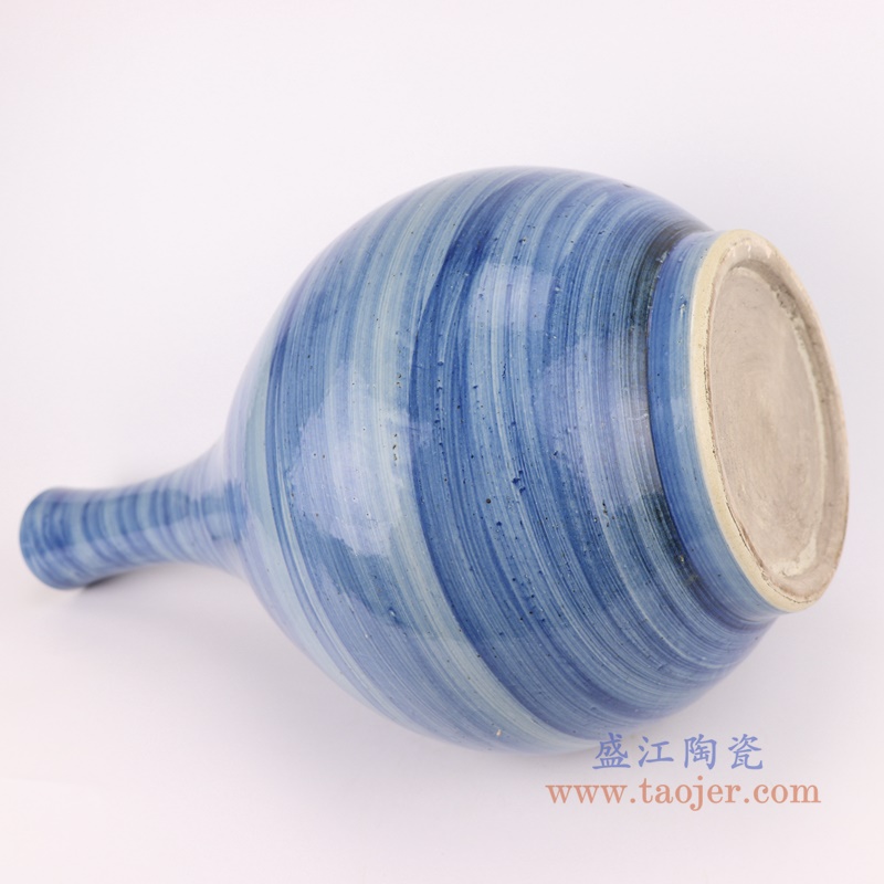 中国风手工蓝纹颜色釉现代简约细口陶瓷花瓶