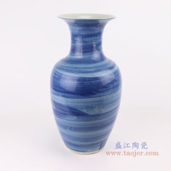 RZPI60  简约手工蓝纹颜色釉现代细口陶瓷花瓶