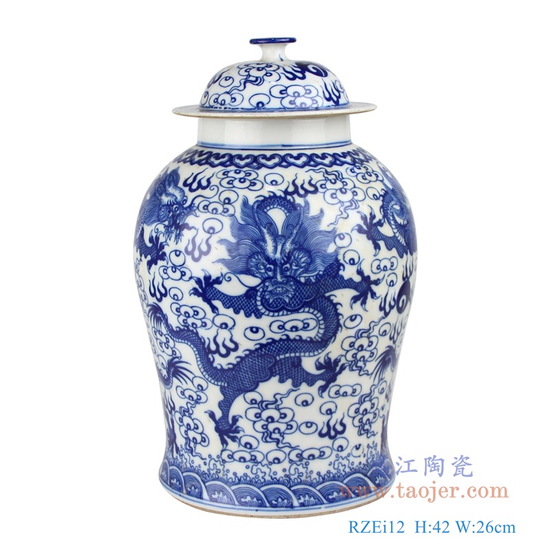 RZEI12 青花龙纹将军罐