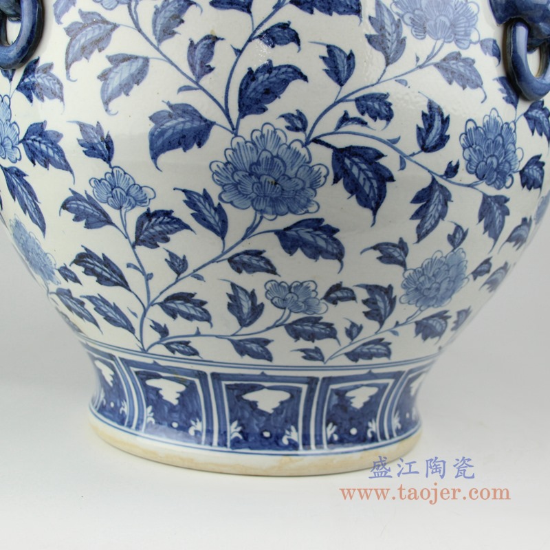 RZFH03-A 青花狮子头花卉大缸鱼缸水缸