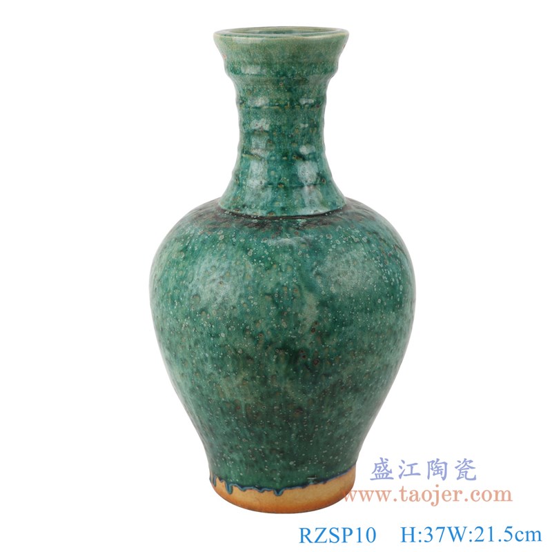 RZSP10 仿古窑变绿釉竹节纹类观音花瓶