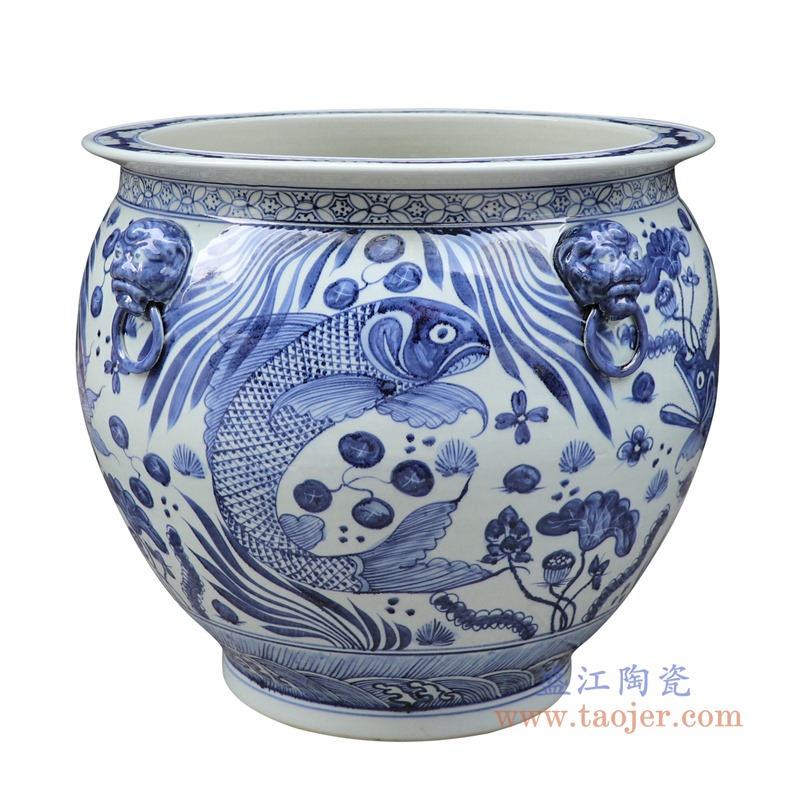 RZSD05-B 青花鱼荷花大缸鱼缸水缸正面