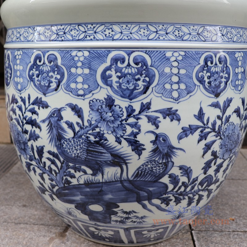 RZSD06-A 青花花鸟大缸鱼缸水缸 侧面