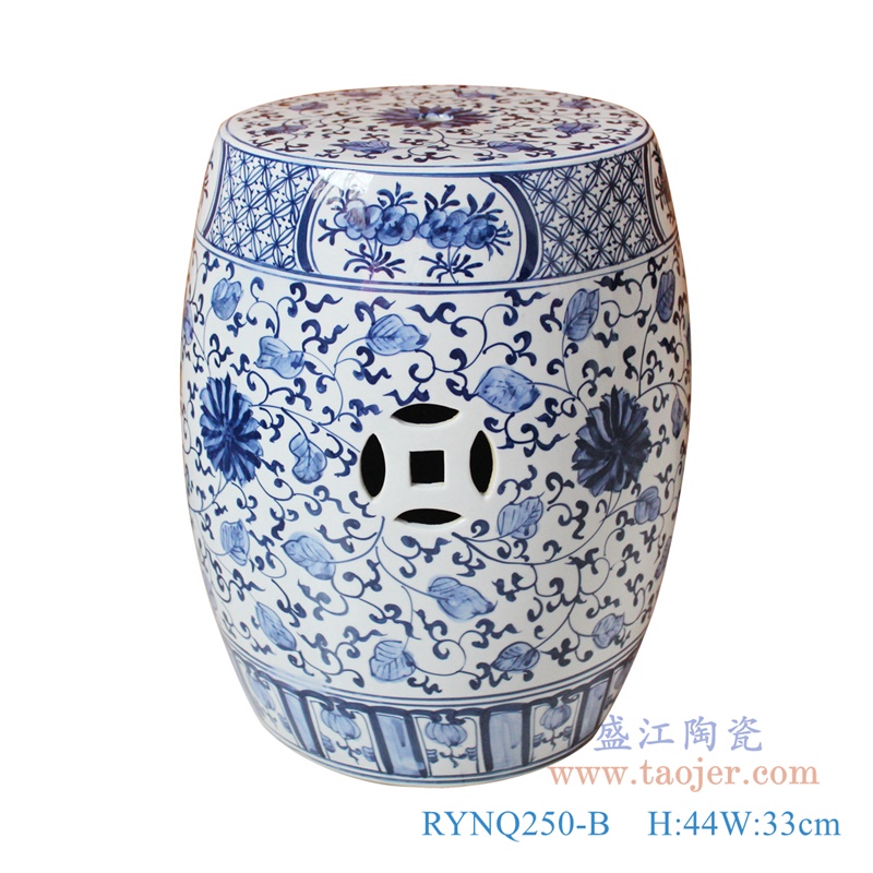 RYNQ250-B 青花连理枝陶瓷瓷凳摆件