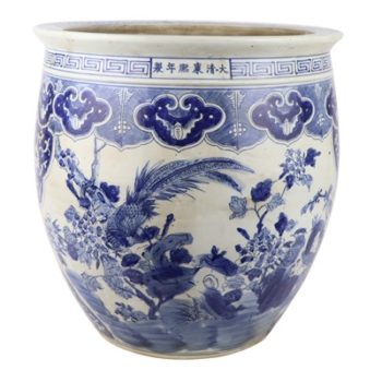 RZKM03 青花仿古花鸟大缸鱼缸水缸