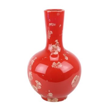 RZCU11  结晶釉红底红色天球瓶