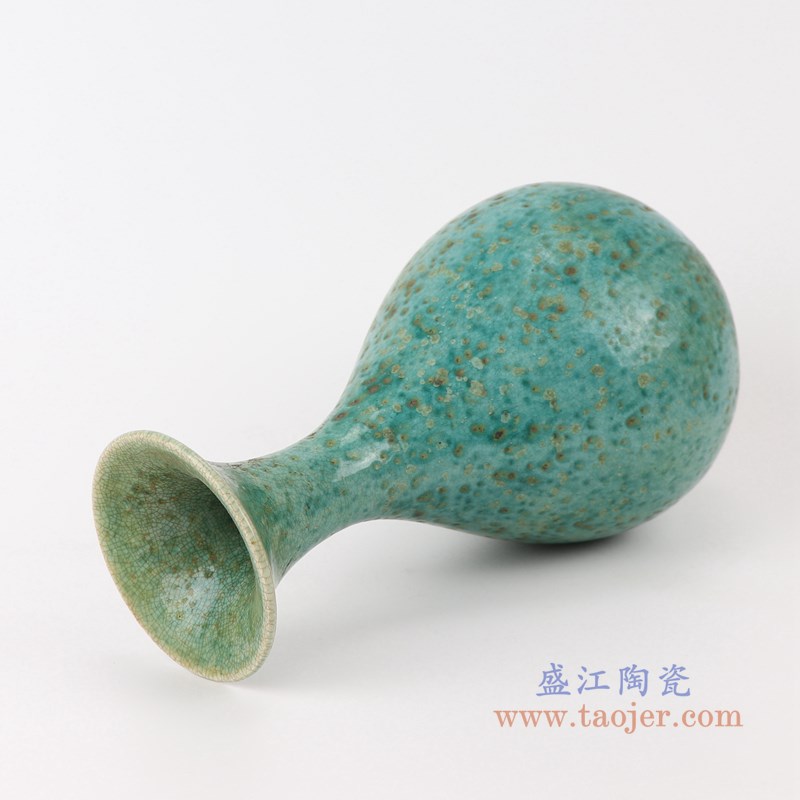 RZSP18 仿古窑变绿釉小玉壶春瓶侧面