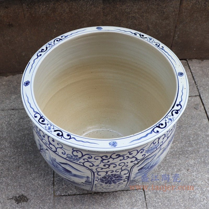 RZFH30青花开窗开光山水大缸-高41中号顶部