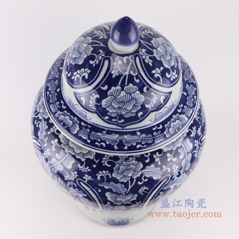 RZSI05青花冰梅花卉将军罐顶部