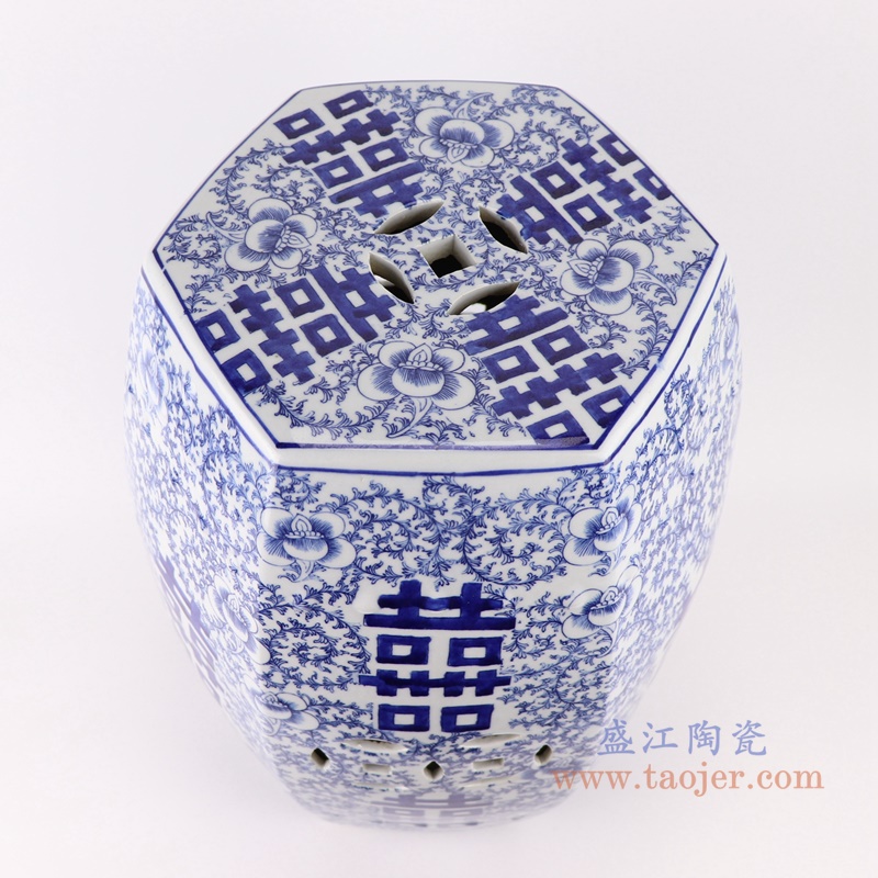 RYLU191手绘青花瓷陶瓷仿古鼓墩坐墩矮凳圆凳顶部