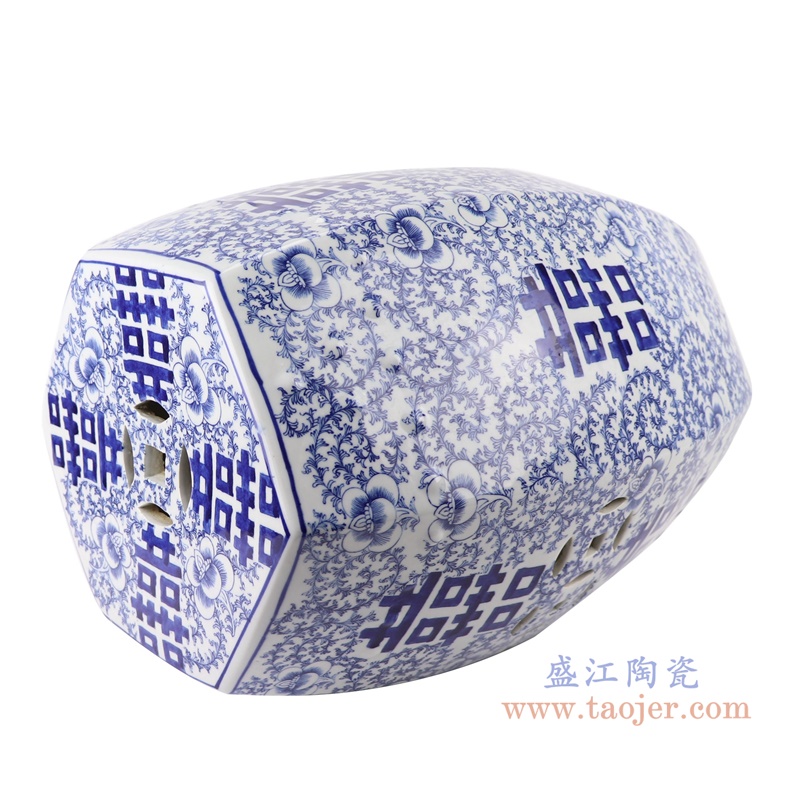RYLU191手绘青花瓷陶瓷仿古鼓墩坐墩矮凳圆凳侧面
