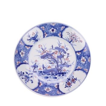 RZNX04-C  青花瓷碗蓝瓷水浅仿古荷花百花图