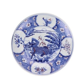 RZNX04-D青花瓷碗蓝瓷水浅仿古龙纹百花图