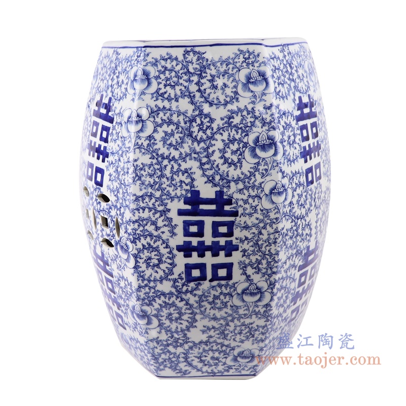 RYLU191手绘青花瓷陶瓷仿古鼓墩坐墩矮凳圆凳正面