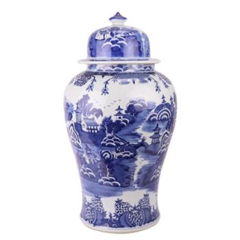 RYLU20-B 青花梧桐山水将军罐