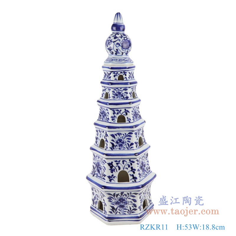 RZKR11青花多层宝塔雷峰塔正面