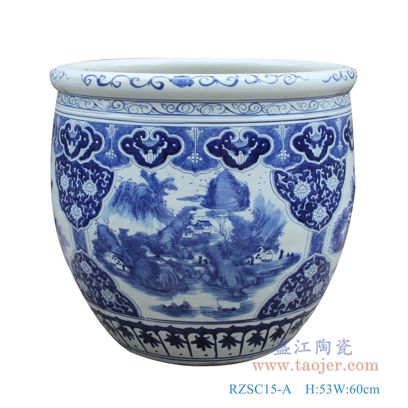 RZSC15-A大号青花山水大缸正面