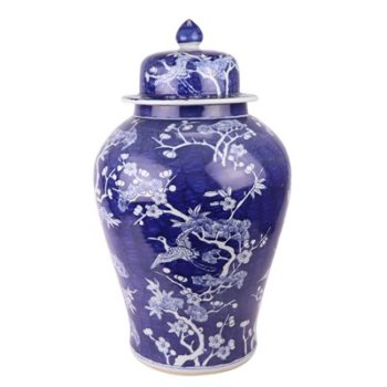 RZOY31青花冰梅花鸟将军罐