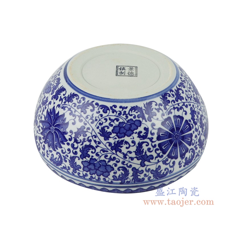 RZSU01-A 鱼缸大号青花养金鱼缸睡莲荷花底部