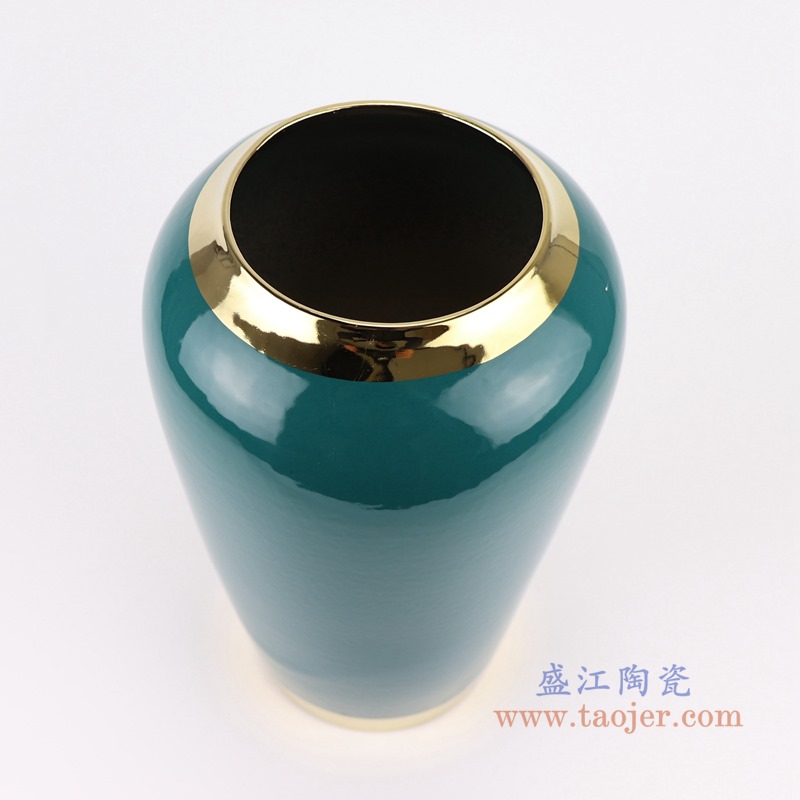 RZST01-B中号颜色釉绿色镀金花器三件套顶部