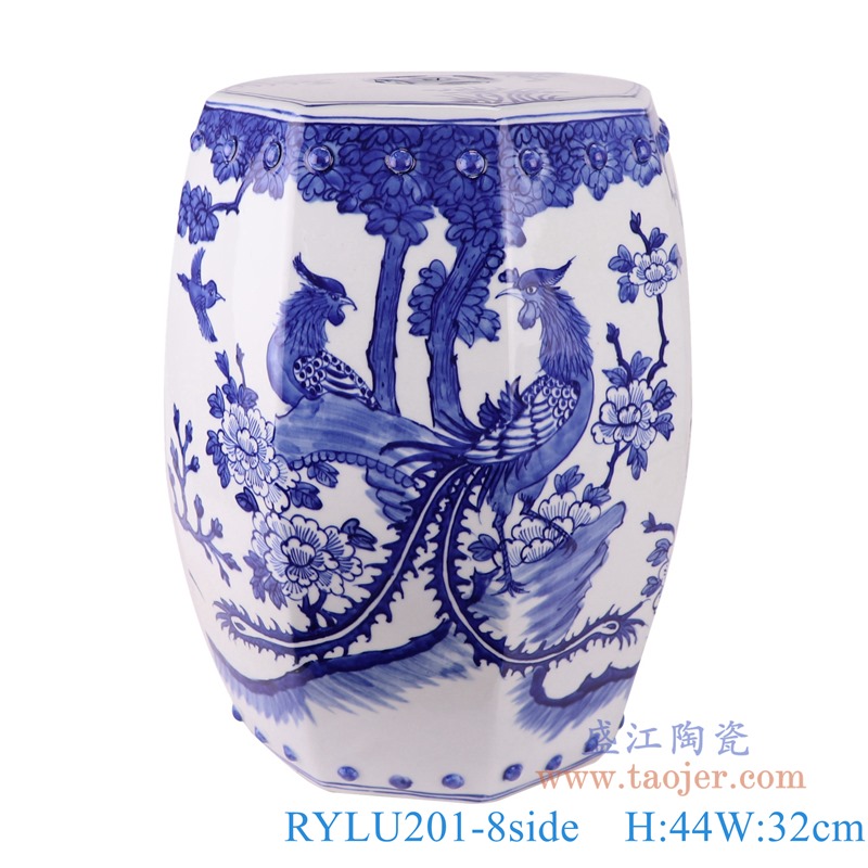 RYLU201-8side青花凤凰墩子椅子正面