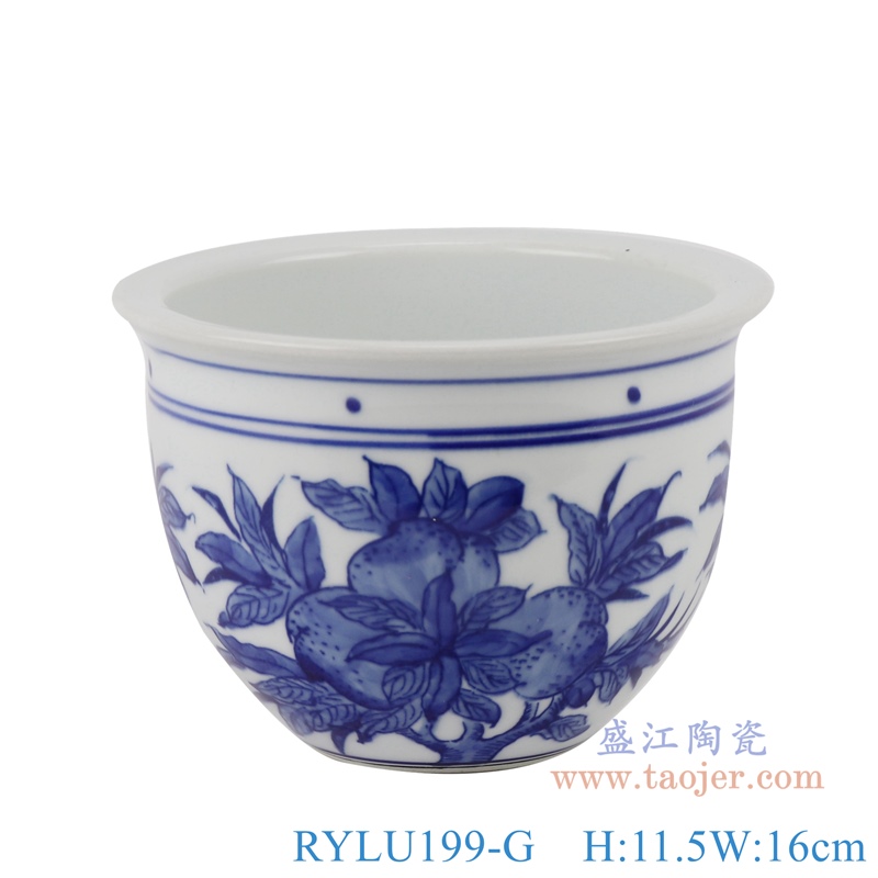 RYLU199-G青花仙桃花盆正面