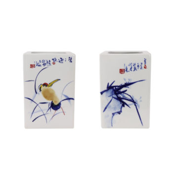 RZTE07-A青花写意梅兰竹菊四方花瓶笔筒