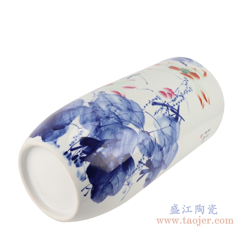 RZNP17彩色雕刻荷花箭筒异形花瓶底部