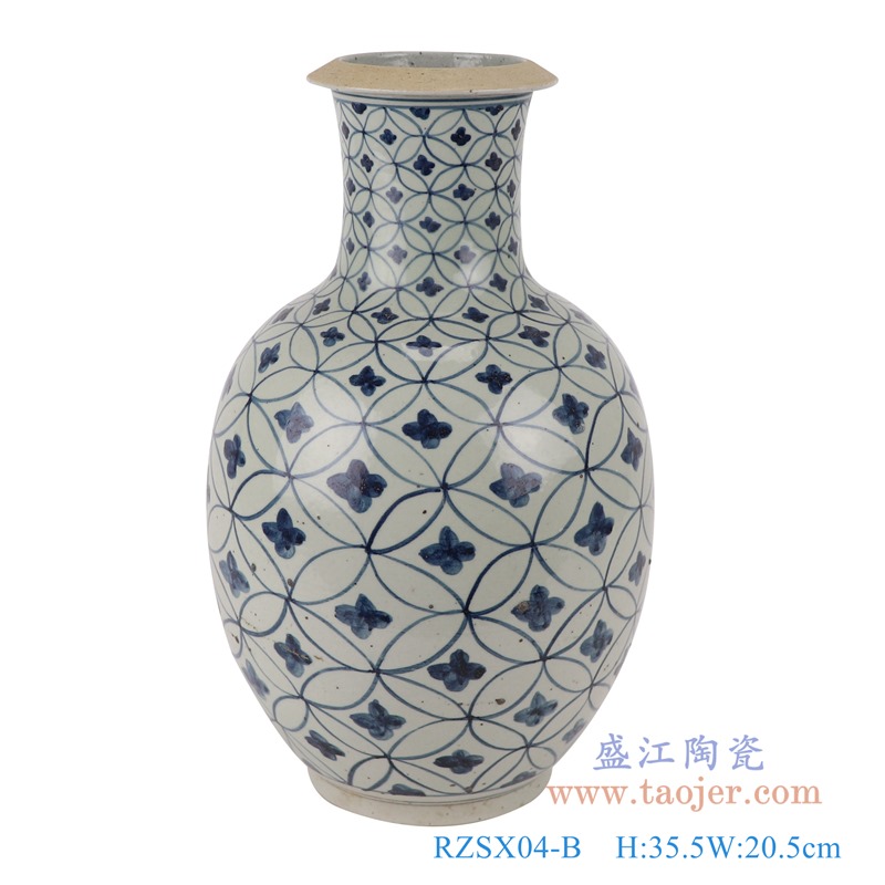 RZSX04-B青花铜钱纹棒子花瓶正面