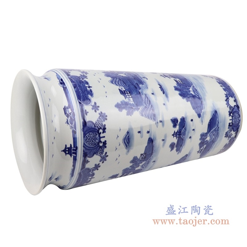 上图:RZOY35青花梧桐山水箭筒伞筒直筒罐