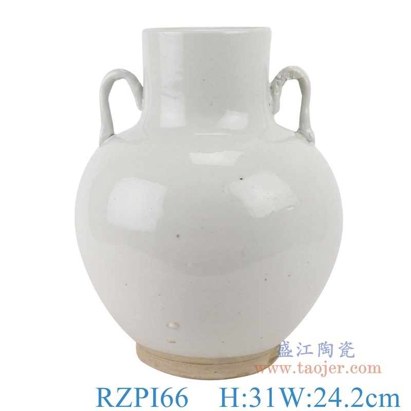 上图:RZPI66白色双耳福桶花瓶罐子