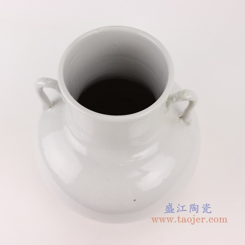 上图:RZPI66白色双耳福桶花瓶罐子