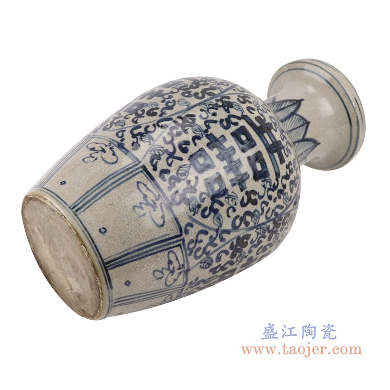 上图:RZTL02青花开片喜字纹花瓶