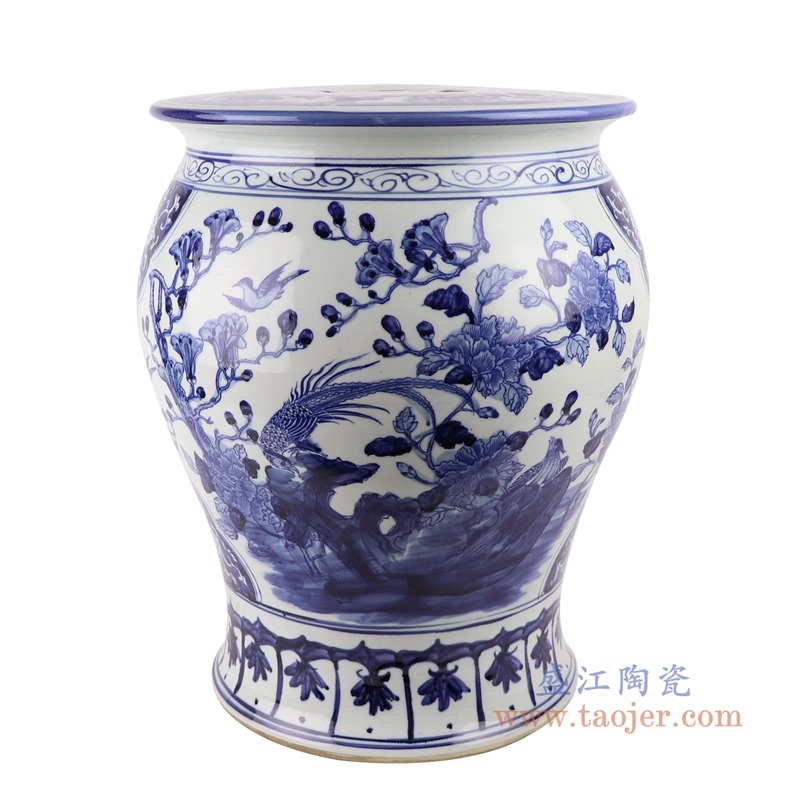 上图:RZSC08-B-BIG青花花鸟凉墩凳子