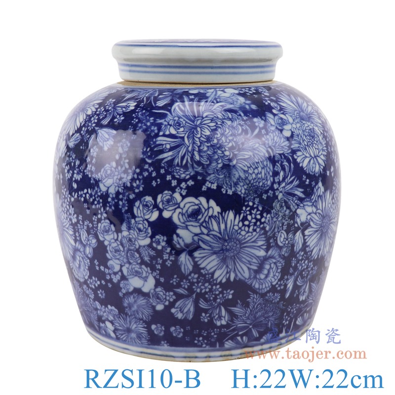 上图:RZSI10-B青花冰梅万花坛罐子