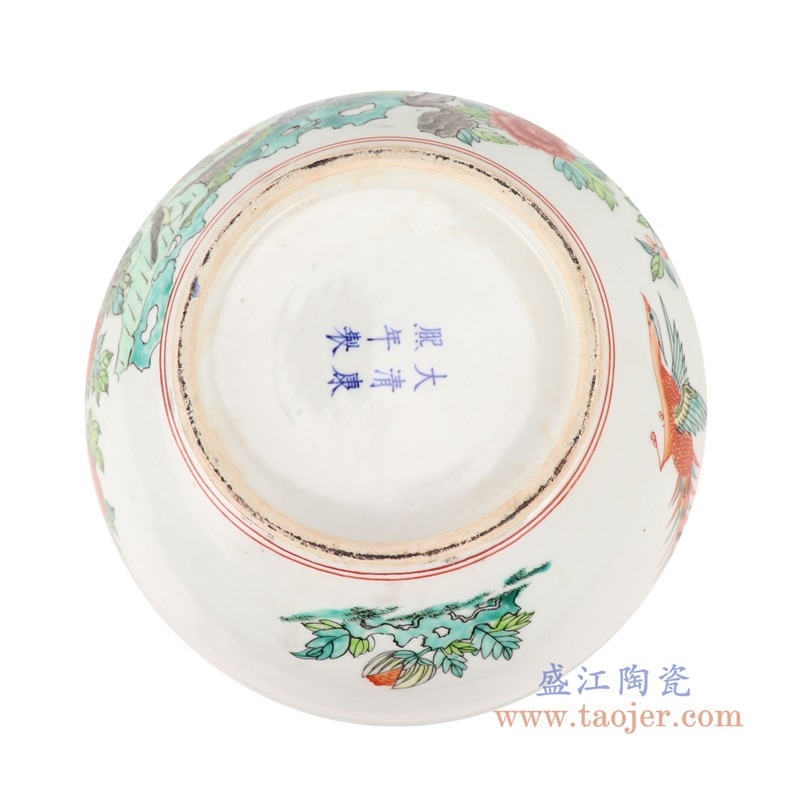 上图:RZSY03仿古粉彩锦鸡牡丹花鸟花盆