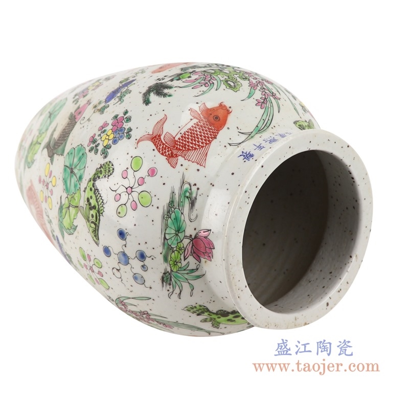 上图:RZSY04仿古粉彩荷花鱼草纹花瓶罐子