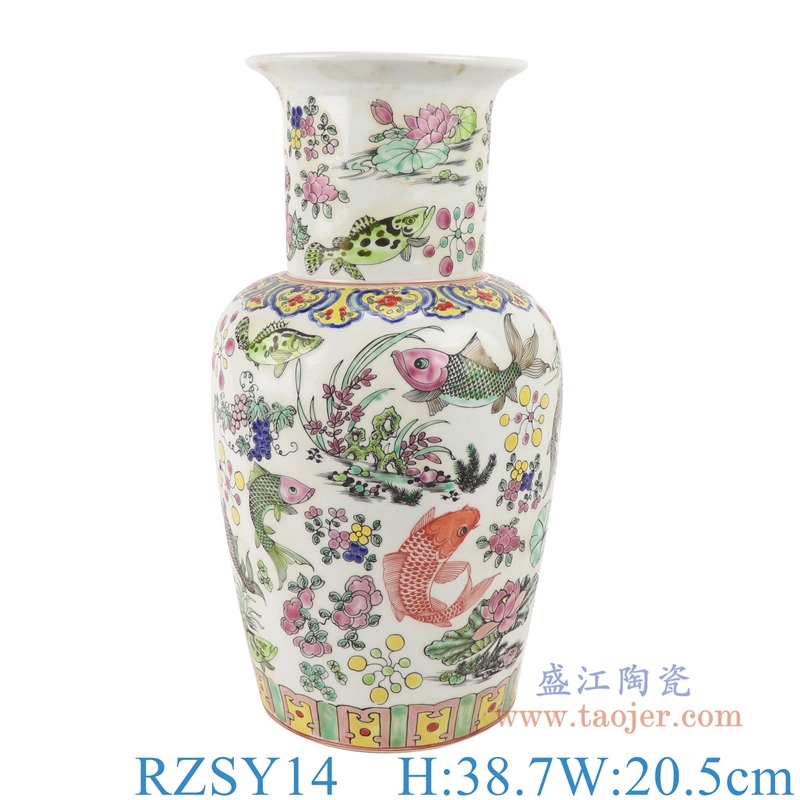 上图:RZSY14仿古粉彩荷花鱼草纹花瓶