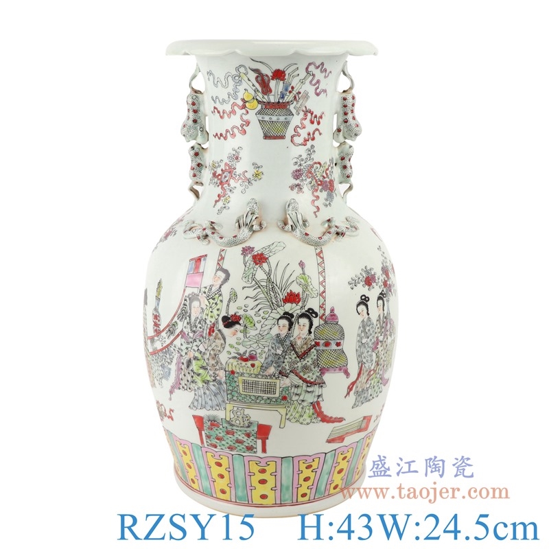 上图:RZSY15仿古人物仕女双耳花瓶