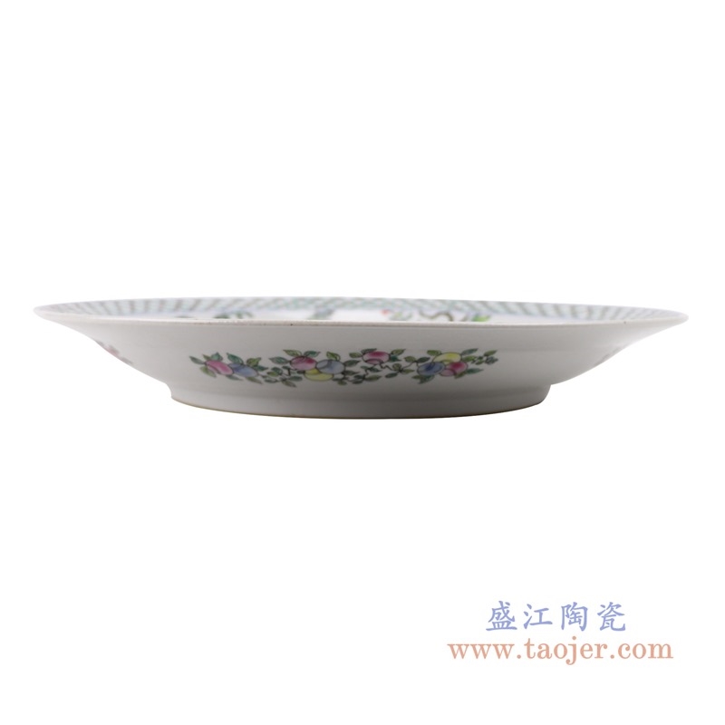 上图:RZSY09仿古粉彩锦鸡牡丹花鸟大赏盘