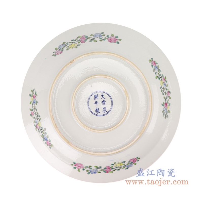上图:RZSY09仿古粉彩锦鸡牡丹花鸟大赏盘