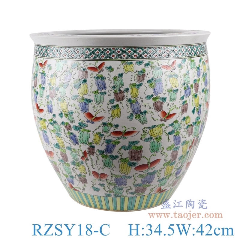 上图:RZSY18-C仿古粉彩南瓜蝴蝶纹大缸