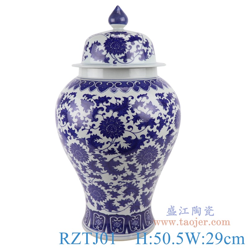 上图:RZTJ01青花缠枝莲将军罐