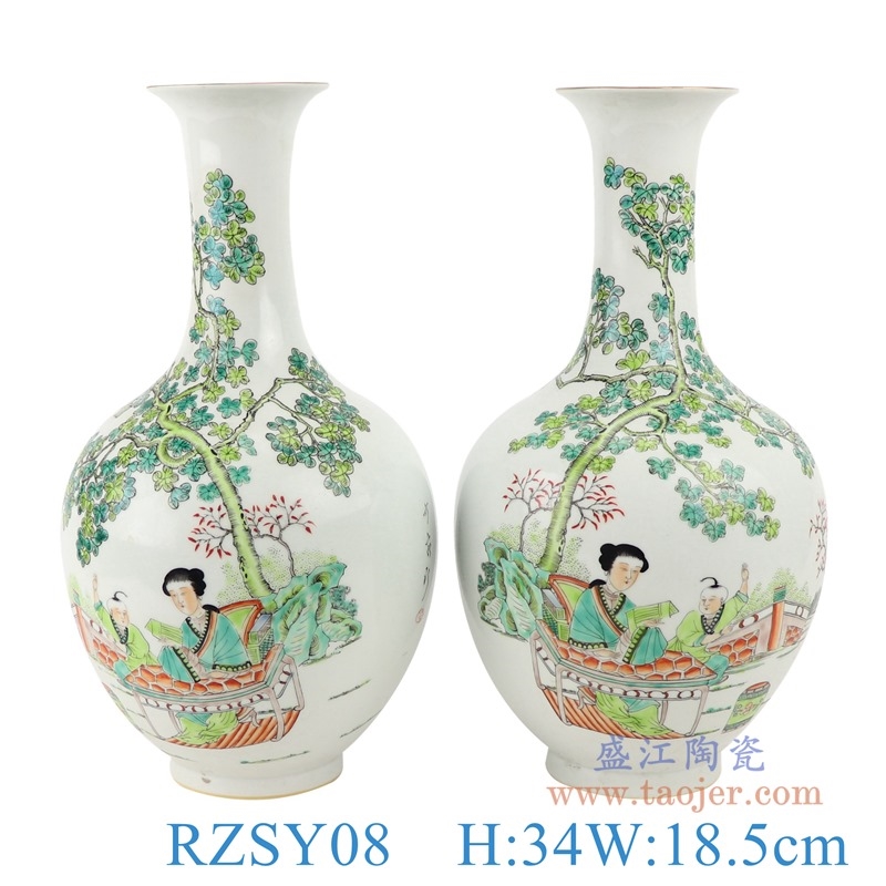 上图;RZSY08仿古粉彩人物花瓶一对