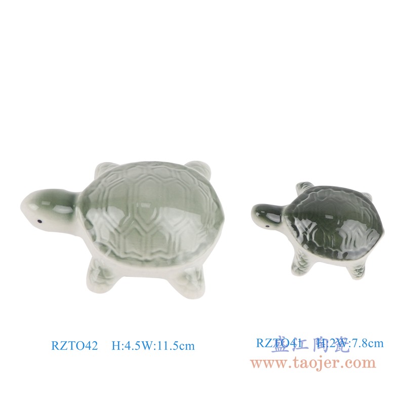 雕塑绿色乌龟大小号组合图;产品编号：RZTO41-42-zuhe       产品尺寸(单位cm):  高：直径：口径：底径：重量：0.01KG