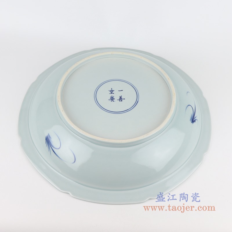 青花五彩斗彩麒麟送子花边圆盘赏盘;产品编号：RZOE11-C       产品尺寸(单位cm):  高：7.1直径：39.7口径：底径：22.8重量：2.65KG