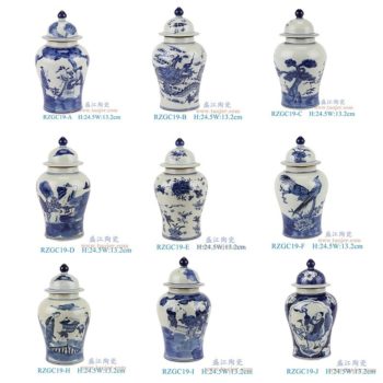 RZGC19 青花仿古手绘将军罐   高：24.5直径：13.2口径：底径：10重量：1KG
