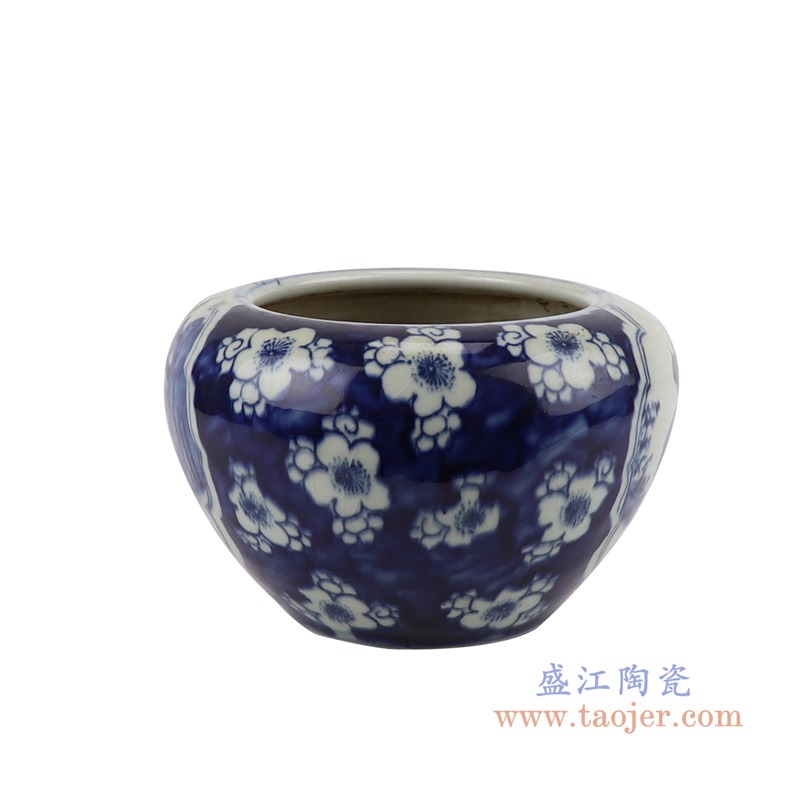 青花冰梅开窗八仙人物笔洗圆钵;产品编号:RZGC16-B 产品尺寸(单位cm): 高:11.5直径:17.5口径:底径:9重量:1.15KG