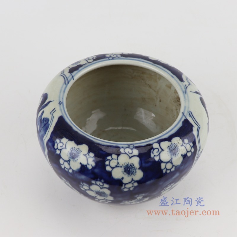 青花冰梅开窗八仙人物笔洗圆钵;产品编号:RZGC16-B 产品尺寸(单位cm): 高:11.5直径:17.5口径:底径:9重量:1.15KG