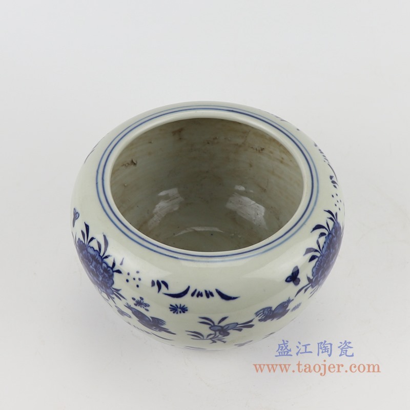 青花冰梅开窗八仙人物笔洗圆钵;产品编号:RZGC16-B 产品尺寸(单位cm): 高:11.5直径:17.5口径:底径:9重量:1.15KG